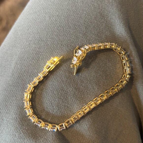 Gold plated- sterling silver- tennis bracelet - Picture 4 of 4